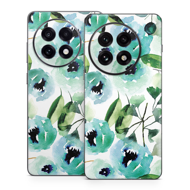 OnePlus 13 Series Skin design of Green, Pattern, Leaf, Aqua, Plant, Design, Branch, Organism, Flower, Ivy, with white, green, blue, black colors