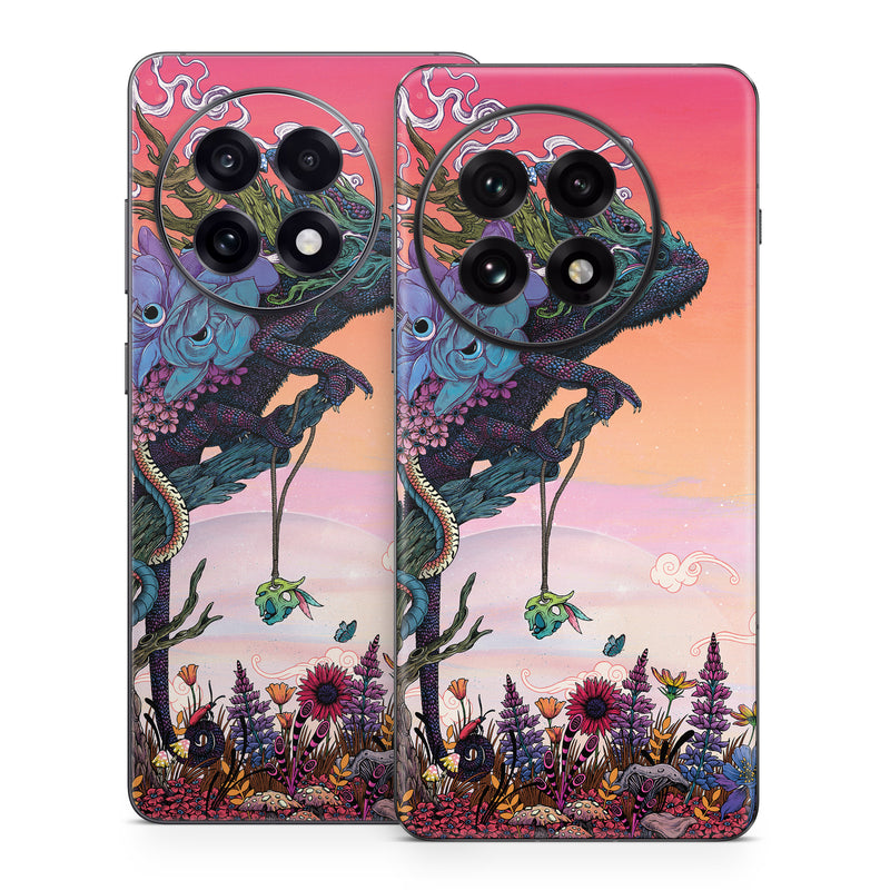 OnePlus 13 Series Skin design of Illustration, Fictional character, Fiction, Art, Organism, Plant, Tree, Graphic design, Cg artwork, with red, orange, green, purple, white, blue, brown colors