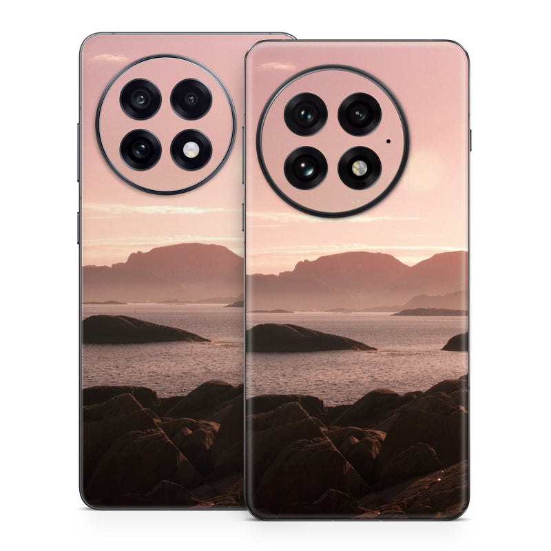 OnePlus 13 Series Skin design of Sky, Nature, Sea, Atmospheric phenomenon, Horizon, Natural landscape, Coast, Cloud, Morning, Calm, with gray, black, red, pink, green colors