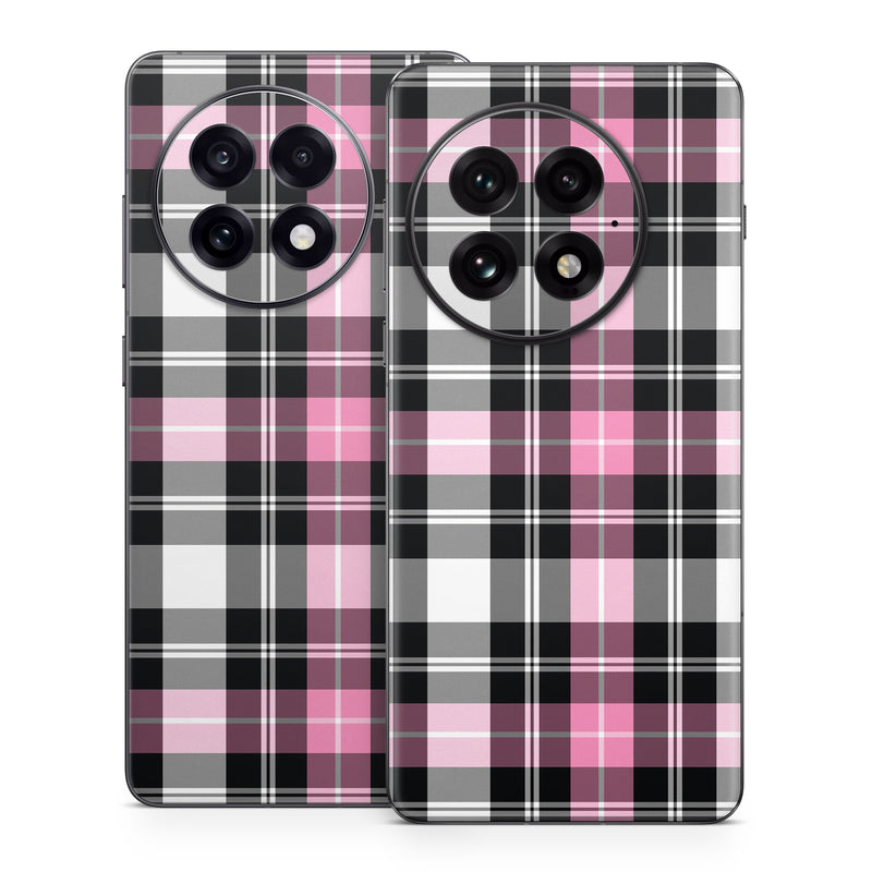 OnePlus 13 Series Skin design of Plaid, Tartan, Pattern, Pink, Purple, Violet, Line, Textile, Magenta, Design, with black, gray, pink, red, white, purple colors