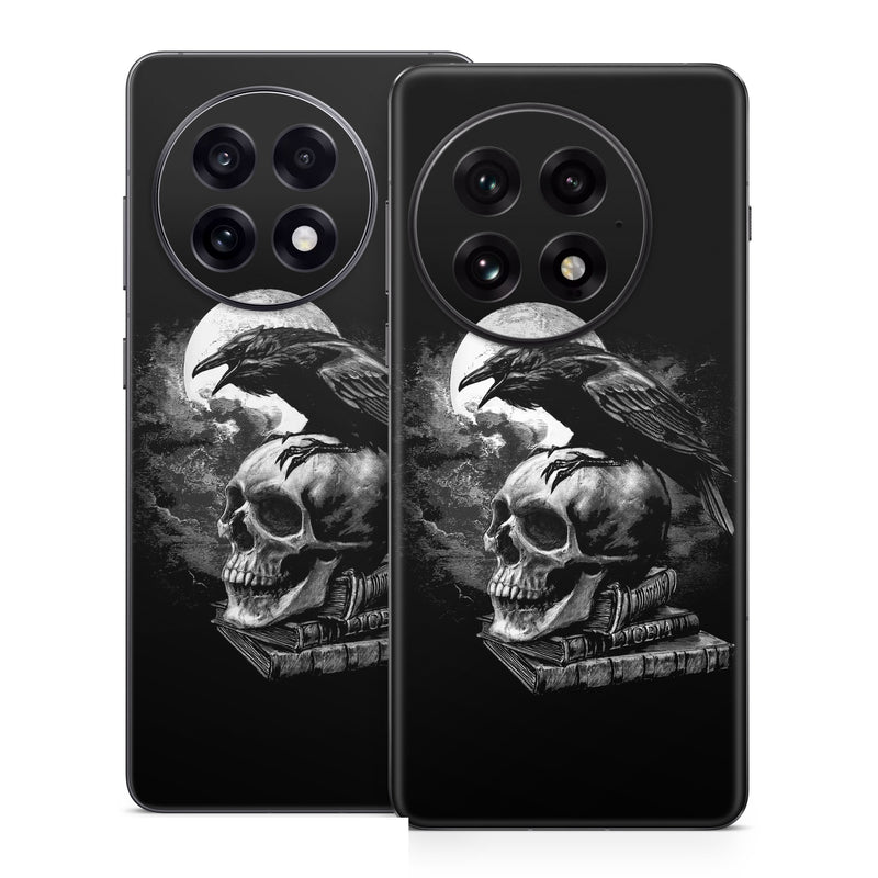 OnePlus 13 Series Skin design of Bone, Skull, Bird, Darkness, Monochrome, Wing, Black-and-white, Illustration, Beak, Fictional Character, Drawing, Symbol, with black, white, gray colors