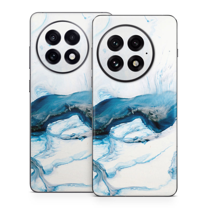 OnePlus 13 Series Skin design of Glacial landform, Blue, Water, Glacier, Sky, Arctic, Ice cap, Watercolor paint, Drawing, Art, with white, blue, black colors