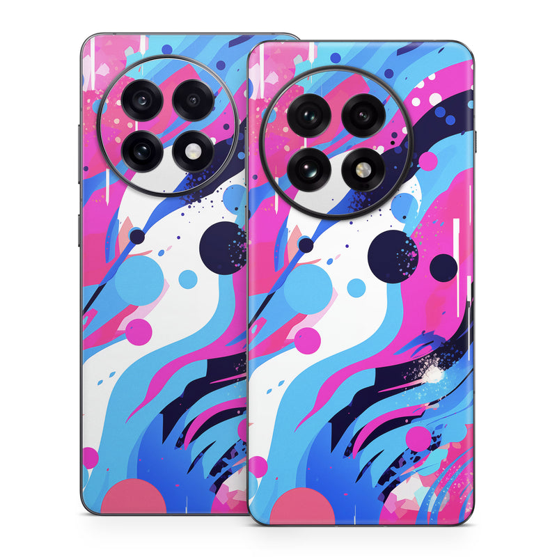 OnePlus 13 Series Skin design of Organism, Art, Line, Font, Magenta, Art paint, Paint, Pattern, Electric blue, Tints and shades, with pink, blue, white, black, orange colors