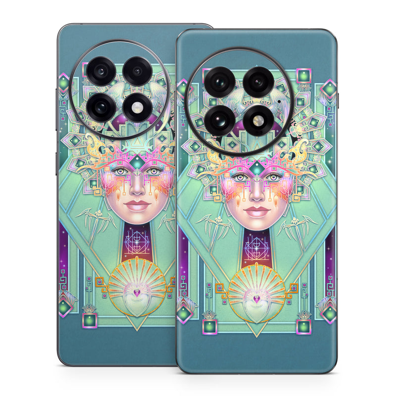 OnePlus 13 Series Skin design of Head, Eye, Eyelash, Font, Art, Magenta, Rectangle, Painting, Illustration, Pattern, with blue, green, yellow, red, purple, white colors