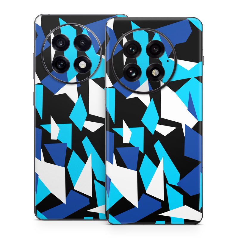 OnePlus 13 Series Skin design of Blue, Pattern, Turquoise, Cobalt blue, Teal, Design, Electric blue, Graphic design, Triangle, Font, with blue, white, black colors