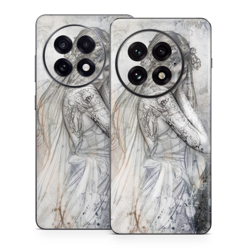 OnePlus 13 Series Skin design of Lady, Art, Illustration, Drawing, Painting, Sketch, Mythology, Figure drawing, Long hair, Visual arts, with white, gray, black colors