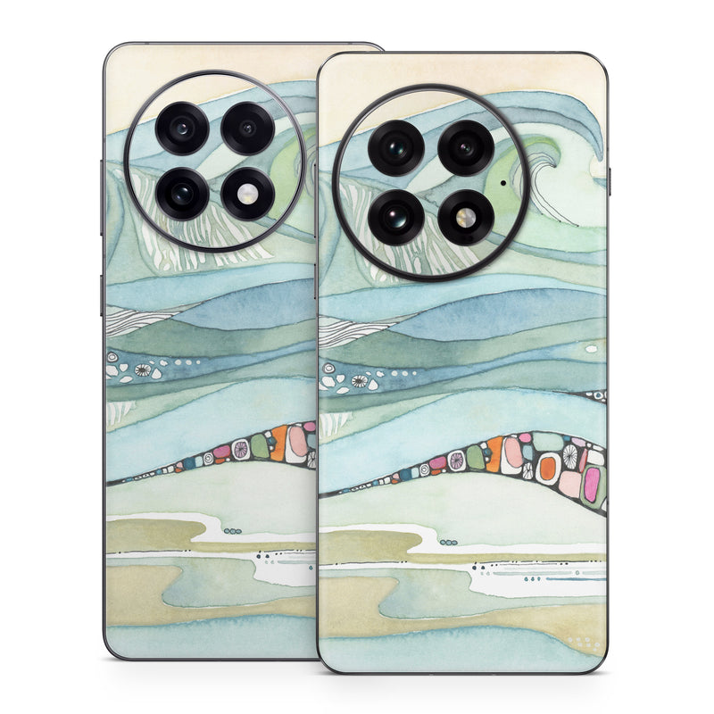 OnePlus 13 Series Skin design of Line, Illustration, Art, with blue, green, orange, pink, black, white, yellow colors