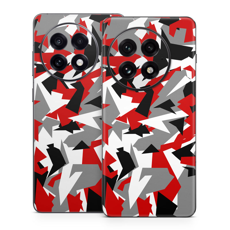 OnePlus 13 Series Skin design of Red, Pattern, Font, Design, Textile, Carmine, Illustration, Flag, Crowd, with red, white, black, gray colors