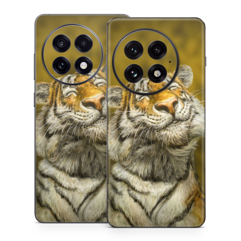 OnePlus 13 Series Skin design of Tiger, Vertebrate, Bengal tiger, Mammal, Wildlife, Siberian tiger, Terrestrial animal, Felidae, Snout, Whiskers, with black, white, orange, yellow colors