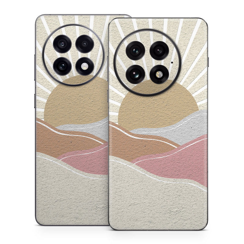 OnePlus 13 Series Skin design of Art, Pattern, Symmetry, Tints and shades, Slope, Building material, Circle, Visual arts, Creative arts, Metal, with yellow, pink, gray, white, brown colors