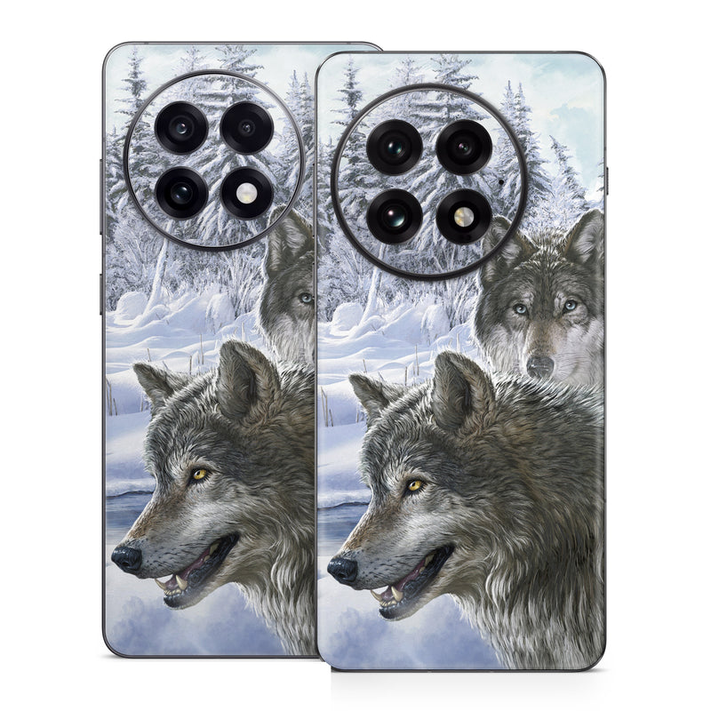 OnePlus 13 Series Skin design of Mammal, Vertebrate, Wolf, Canidae, canis lupus tundrarum, Canis, Wildlife, Carnivore, Wolfdog, Dog, with gray, black, blue, purple colors