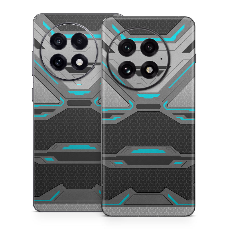 OnePlus 13 Series Skin design of Blue, Turquoise, Pattern, Teal, Symmetry, Design, Line, Automotive design, Font, with black, gray, blue colors