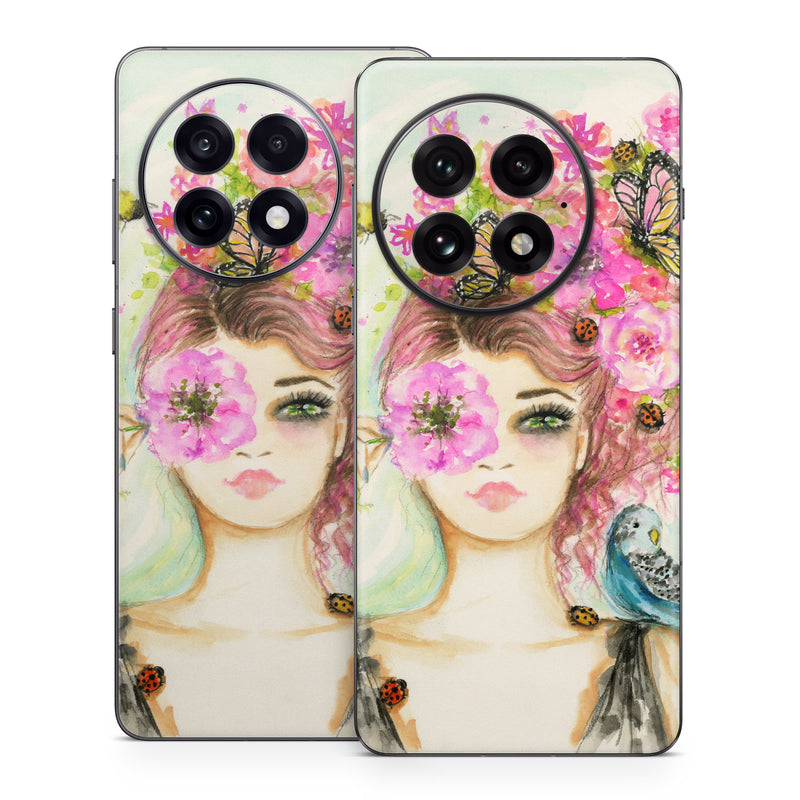 OnePlus 13 Series Skin design of Face, Watercolor paint, Illustration, Pink, Head, Fashion illustration, Beauty, Art, Cheek, Painting, with white, pink, green, blue, yellow, red, brown colors