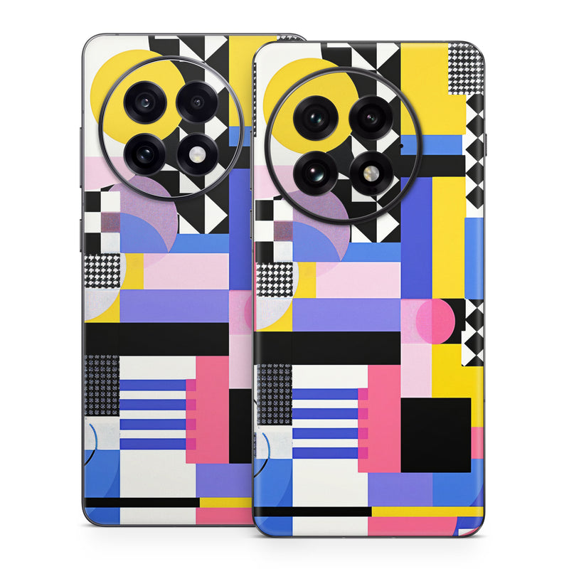 OnePlus 13 Series Skin design of White, Black, Rectangle, Font, Art, Red, Pattern, Tints and shades, Circle, Electric blue, with blue, white, black, yellow, pink, purple colors