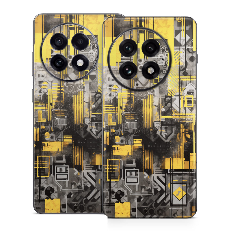 OnePlus 13 Series Skin design of Rectangle, Yellow, Font, Art, City, Engineering, Tints and shades, Pattern, Symmetry, Space, with black, white, gray, yellow colors