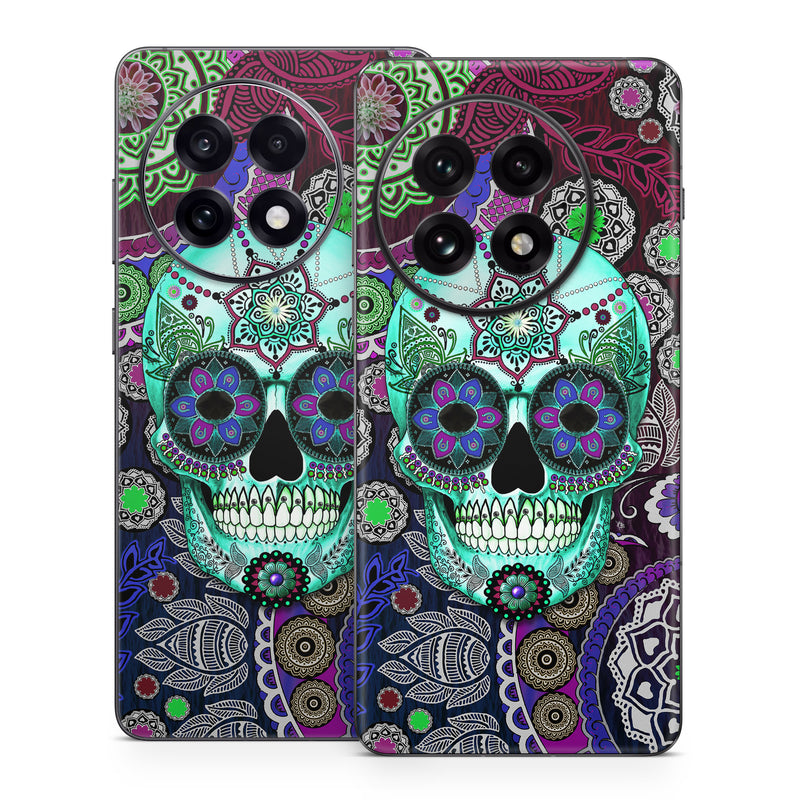 OnePlus 13 Series Skin design of Psychedelic art, Pattern, Skull, Purple, Bone, Violet, Design, Visual arts, Art, Magenta, with blue, green, purple, red, green, pink colors