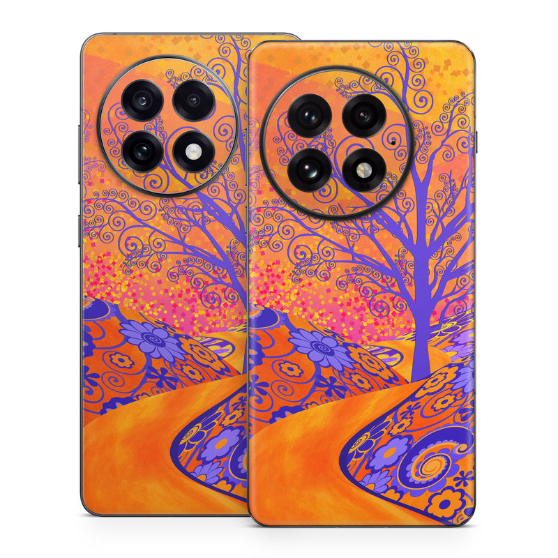 OnePlus 13 Series Skin design of Blue, Orange, Art, Acrylic paint, Modern art, Pattern, Visual arts, Painting, Majorelle blue, Psychedelic art, with orange, yellow, red, purple colors