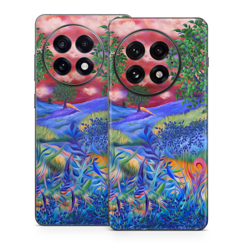 OnePlus 13 Series Skin design of Art paint, Plant, Plant community, Paint, Natural landscape, People in nature, Vegetation, Grass, Art, Painting, with blue, red, green, orange, yellow, pink, white colors