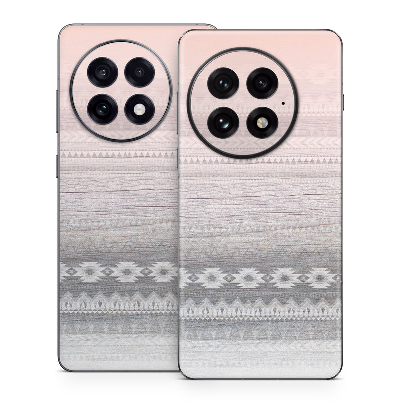 OnePlus 13 Series Skin design of White, Beige, Textile, Pattern, Lace, Tablecloth, Linen, Linens, with pink, white, gray colors