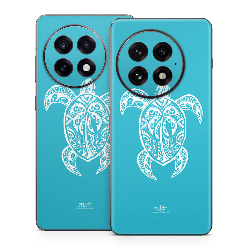 OnePlus 13 Series Skin design of Sea turtle, Turtle, Green sea turtle, Reptile, Illustration, with blue, white colors