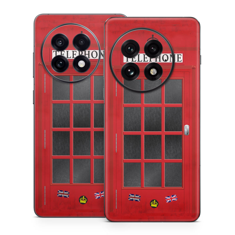 OnePlus 13 Series Skin design of Red, Font, Building, Telephone Booth, Facade, with red, black, gray, white, blue, yellow colors