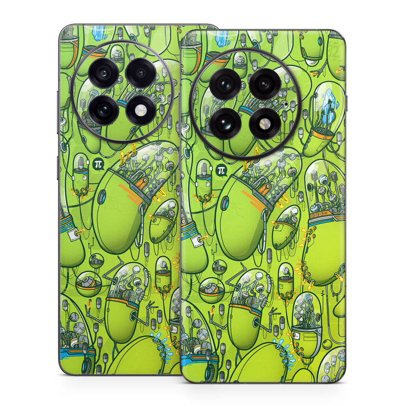 OnePlus 13 Series Skin design of Green, Pattern, Yellow, Design, Illustration, Plant, Art, Graphic design, Urban design, with green, blue, gray, yellow, orange colors