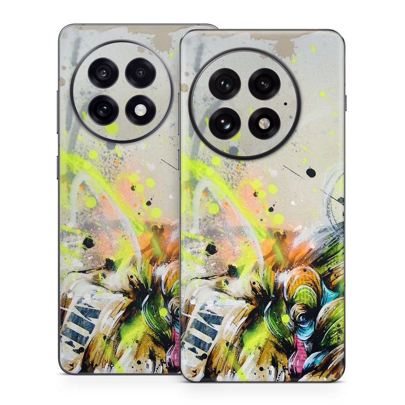 OnePlus 13 Series Skin design of Watercolor paint, Graphic design, Illustration, Acrylic paint, Art, Modern art, Painting, Visual arts, Paint, Graphics, with gray, black, green, red, blue colors