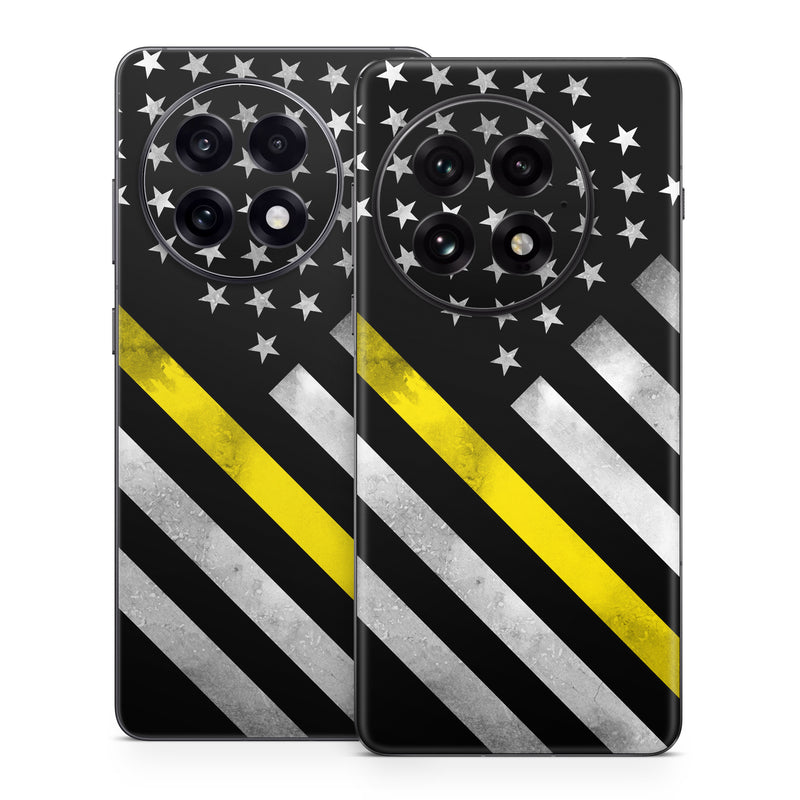 OnePlus 13 Series Skin design of Flag of the united states, Flag, Yellow, Line, Black-and-white, Pattern, Monochrome, Graphic design, Parallel, with black, white, gray, yellow colors