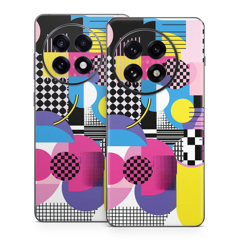 OnePlus 13 Series Skin design of Rectangle, Textile, Art, Font, Line, Material property, Magenta, Pattern, Circle, Tints and shades, with pink, yellow, white, black, purple, blue colors