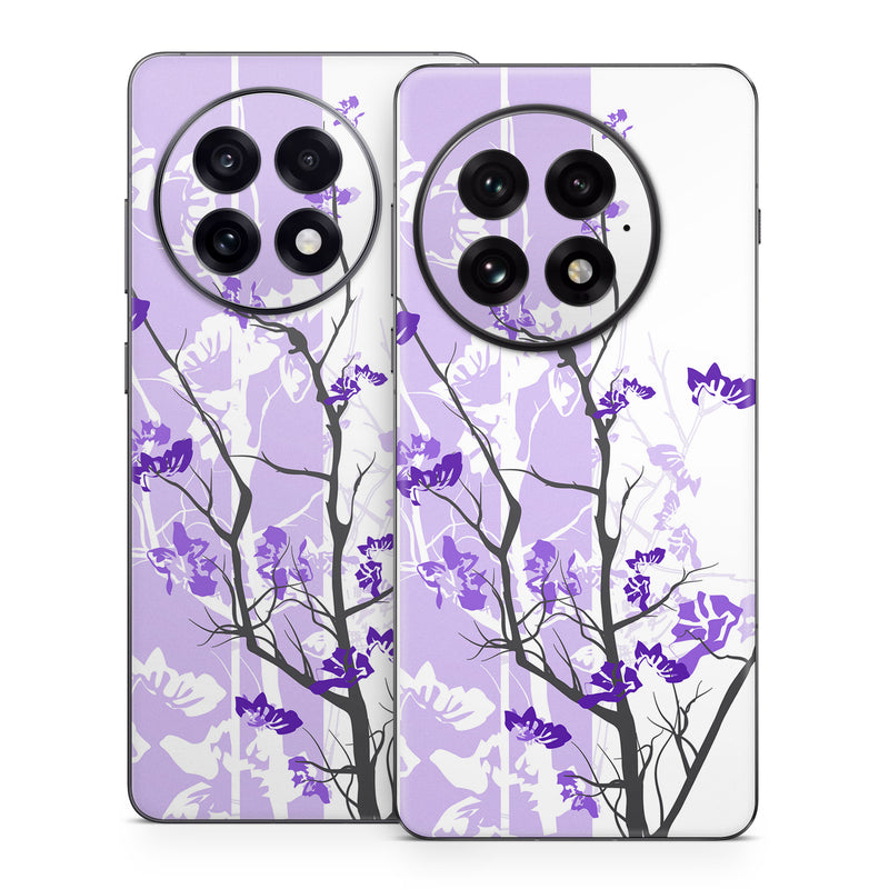 OnePlus 13 Series Skin design of Branch, Purple, Violet, Lilac, Lavender, Plant, Twig, Flower, Tree, Wildflower, with white, purple, gray, pink, black colors