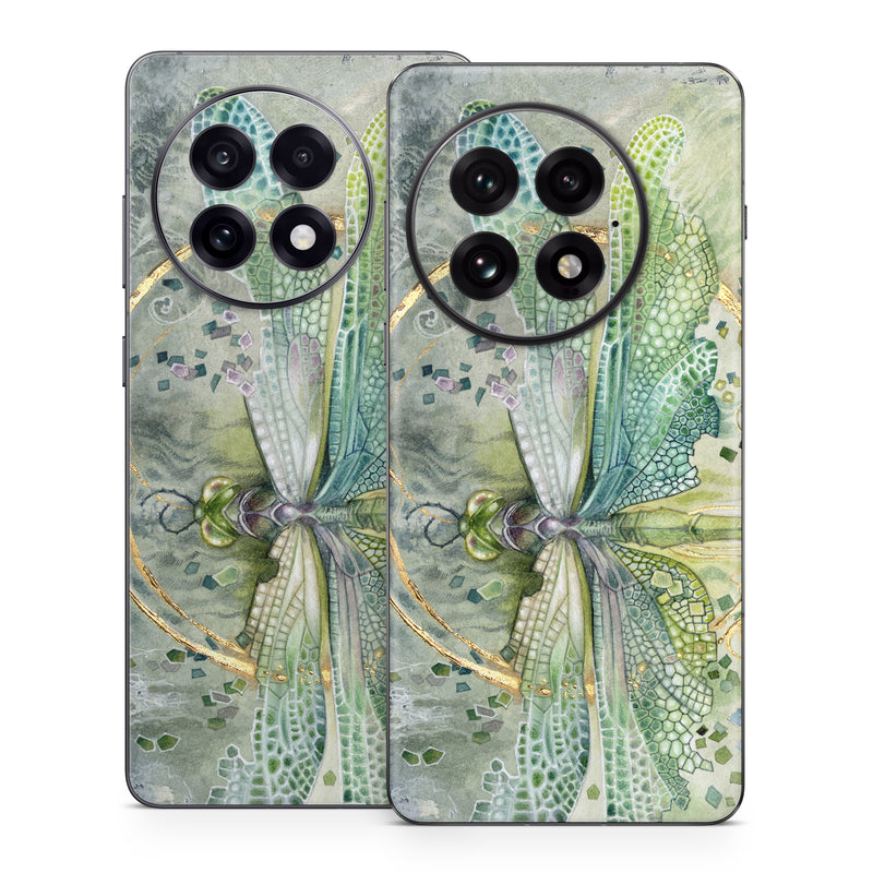 OnePlus 13 Series Skin design of Green, Painting, Watercolor paint, Water, Acrylic paint, Leaf, Visual arts, Plant, Art, Photography, with green, yellow, blue, gray colors