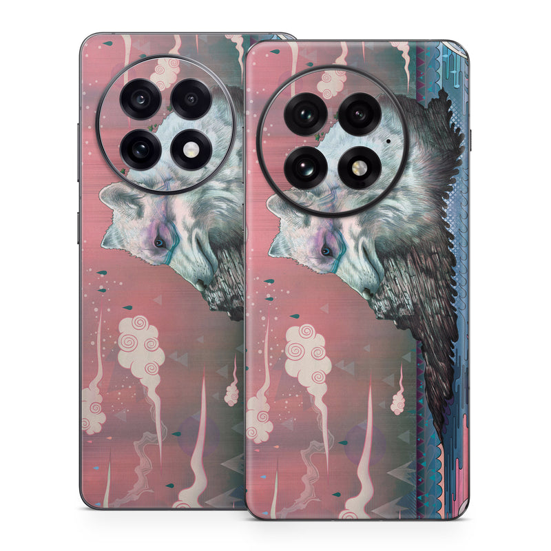 OnePlus 13 Series Skin design of Illustration, Drawing, Sketch, Art, Graphic design, Lion, Goats, Fictional character, Ink, Bison, with gray, purple, black, red colors