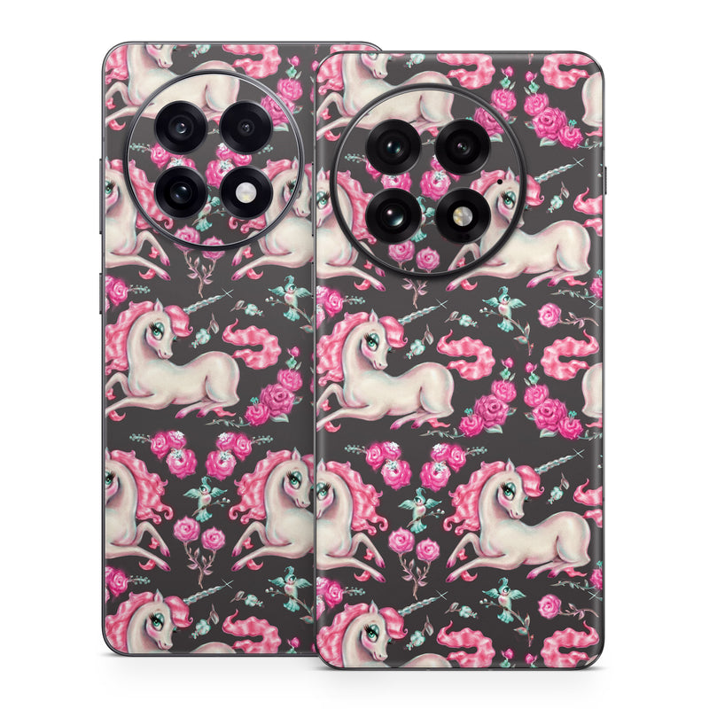 OnePlus 13 Series Skin design of Pink, Horse, Pony, Fictional character, Unicorn, Mythical creature, Mane, Textile, Animal figure, Illustration, with white, pink, blue, black, red colors