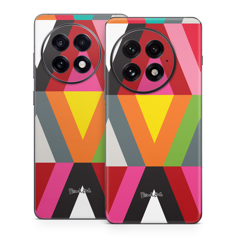 OnePlus 13 Series Skin design of Pattern, Orange, Yellow, Graphic design, Colorfulness, Line, Design, Symmetry, Triangle, Font, with black, white, red, orange, pink, blue, green, gray colors