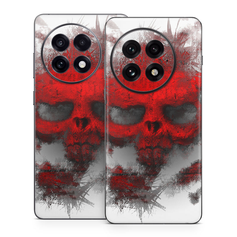 OnePlus 13 Series Skin design of Red, Graphic design, Skull, Illustration, Bone, Graphics, Art, Fictional character, with red, gray, black, white colors