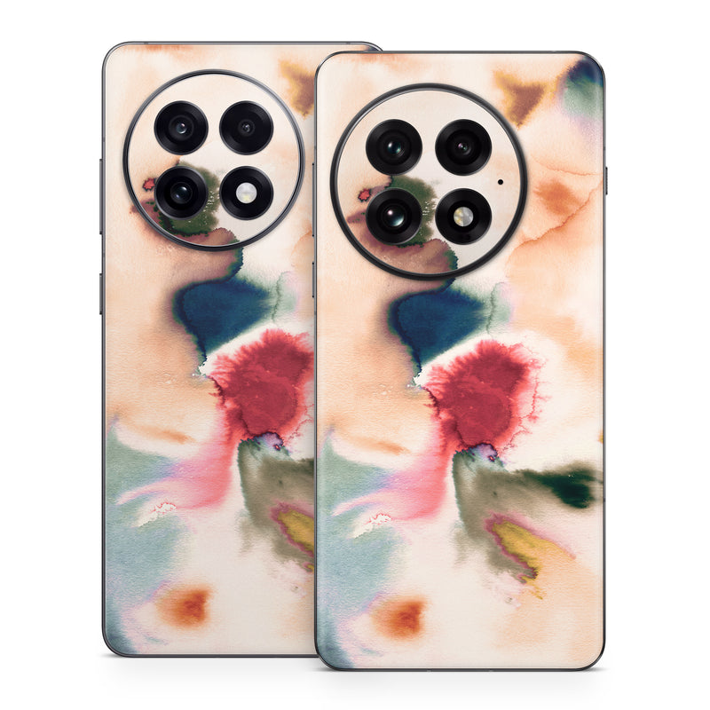 OnePlus 13 Series Skin design of Petal, Pink, Creative arts, Plant, Tints and shades, Art, Pattern, Porcelain, Close-up, Natural material, with white, blue, red, brown, orange, yellow, green colors