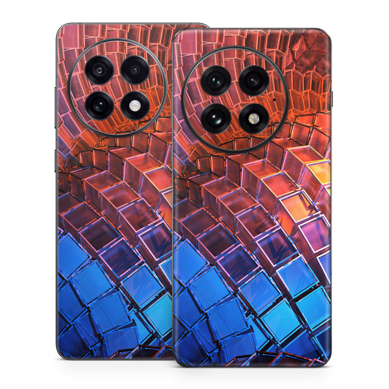 OnePlus 13 Series Skin design of Blue, Red, Orange, Light, Pattern, Architecture, Design, Fractal art, Colorfulness, Psychedelic art, with black, red, blue, purple, gray colors