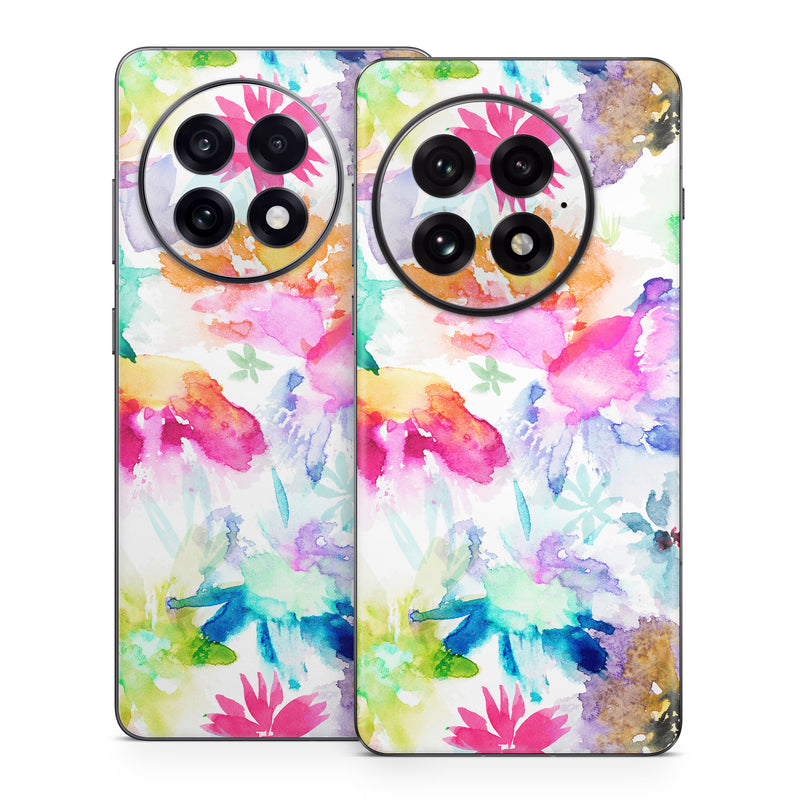 OnePlus 13 Series Skin design of Art paint, Botany, Paint, Petal, Painting, Creative arts, Art, Line, Material property, Pattern, with white, blue, green, red, pink, purple, yellow colors