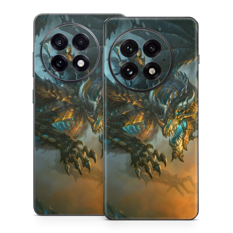 OnePlus 13 Series Skin design of Dragon, Cg artwork, Fictional character, Mythical creature, Demon, Mythology, Illustration, Cryptid, Art, with orange, yellow, black, brown, blue, white colors