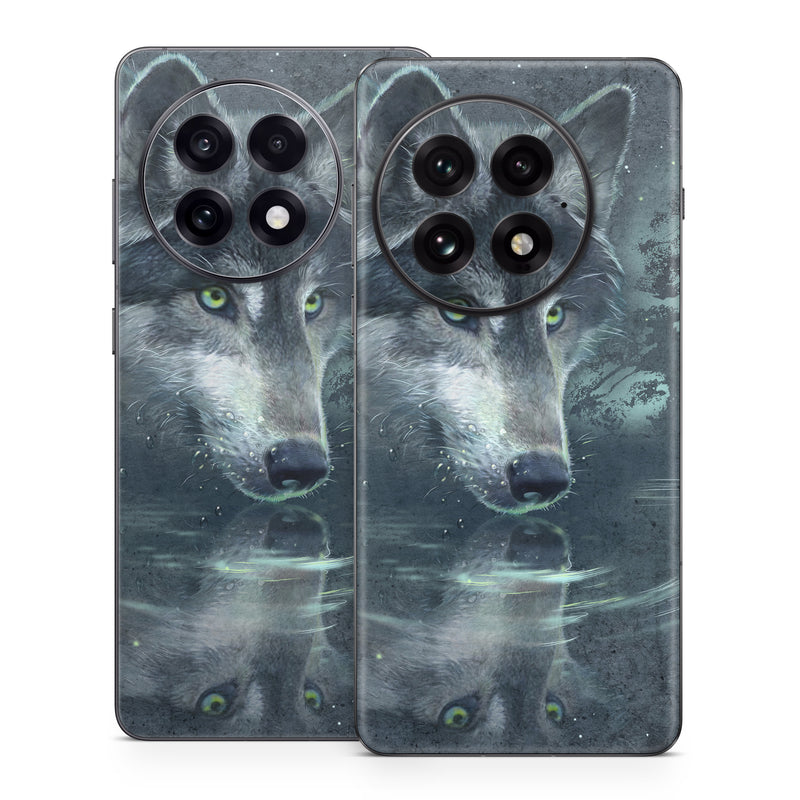 OnePlus 13 Series Skin design of Wolf, Canidae, Wildlife, Red wolf, Canis, canis lupus tundrarum, Snout, Saarloos wolfdog, Wolfdog, Carnivore, with black, gray, blue colors