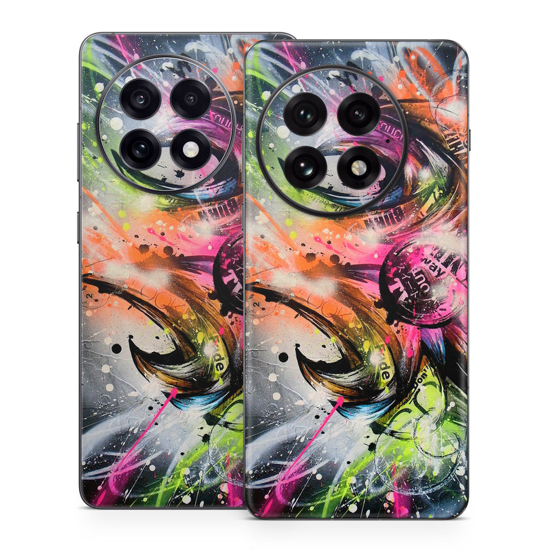 OnePlus 13 Series Skin design of Graphic design, Fractal art, Art, Illustration, Design, Graphics, Cg artwork, Font, Visual arts, Pattern, with black, gray, red, green, purple, blue colors