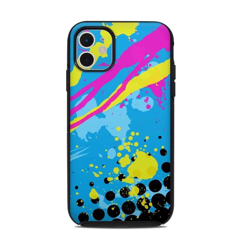 OtterBox Symmetry iPhone 11 Case Skin design of Blue, Colorfulness, Graphic design, Pattern, Water, Line, Design, Graphics, Illustration, Visual arts, with blue, black, yellow, pink colors