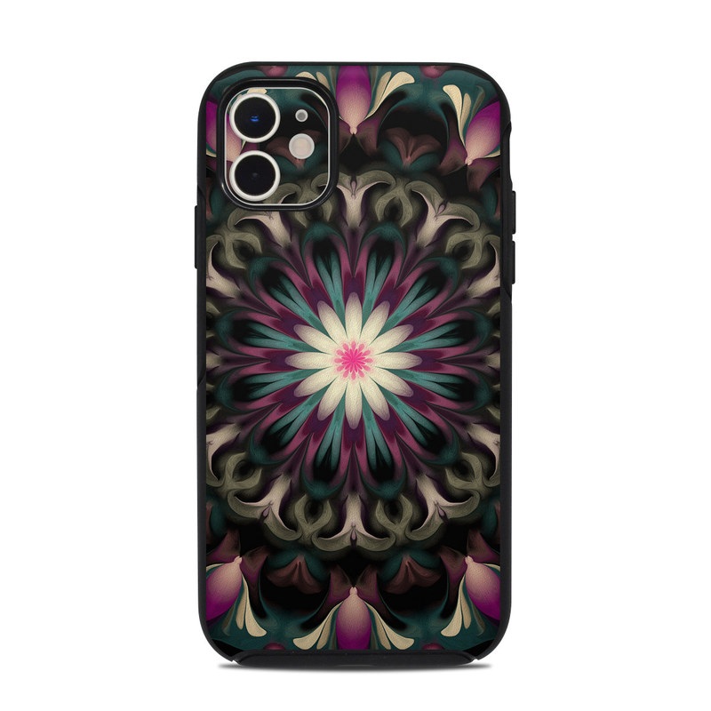 OtterBox Symmetry iPhone 11 Case Skin design of Fractal art, Pattern, Pink, Psychedelic art, Art, Kaleidoscope, Design, Symmetry, Visual arts, Textile, with black, purple, white, green, blue colors