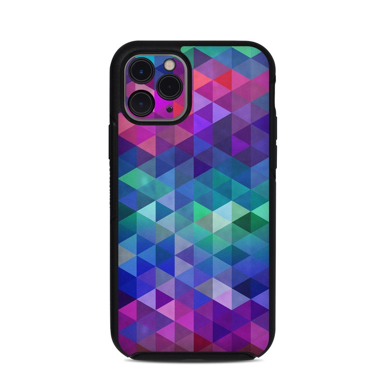 OtterBox Symmetry iPhone 11 Pro Case Skin design of Purple, Violet, Pattern, Blue, Magenta, Triangle, Line, Design, Graphic design, Symmetry, with blue, purple, green, red, pink colors