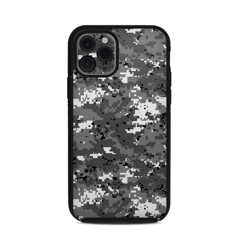 OtterBox Symmetry iPhone 11 Pro Case Skin design of Military camouflage, Pattern, Camouflage, Design, Uniform, Metal, Black-and-white with black, gray colors