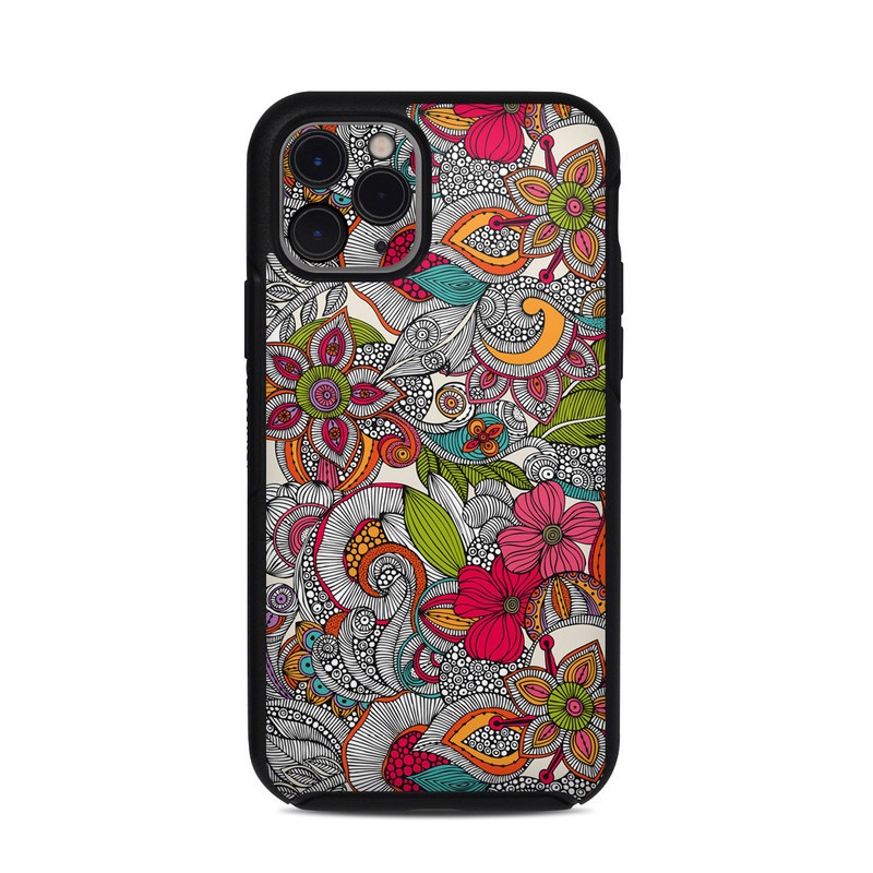 OtterBox Symmetry iPhone 11 Pro Case Skin design of Pattern, Drawing, Visual arts, Art, Design, Doodle, Floral design, Motif, Illustration, Textile, with gray, red, black, green, purple, blue colors