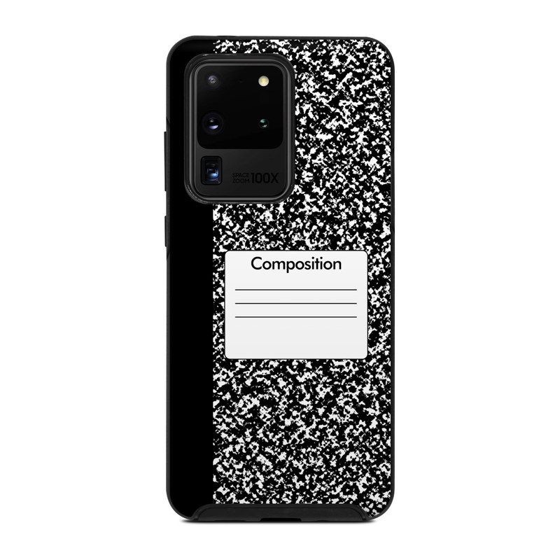 OtterBox Symmetry Galaxy S20 Ultra Case Skin design of Text, Font, Line, Pattern, Black-and-white, Illustration, with black, gray, white colors