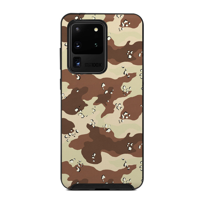 OtterBox Symmetry Galaxy S20 Ultra Case Skin design of Military camouflage, Brown, Pattern, Design, Camouflage, Textile, Beige, Illustration, Uniform, Metal, with gray, red, black, green colors