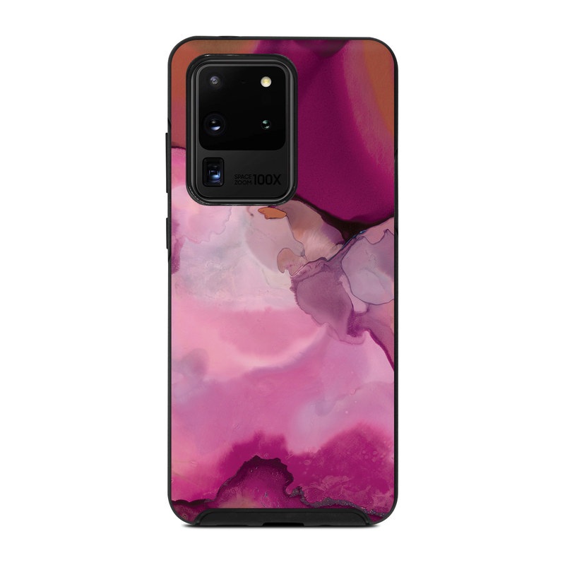 OtterBox Symmetry Galaxy S20 Ultra Case Skin design of Purple, Pink, Watercolor paint, Magenta, Illustration, Art, with white, red, pink, white colors