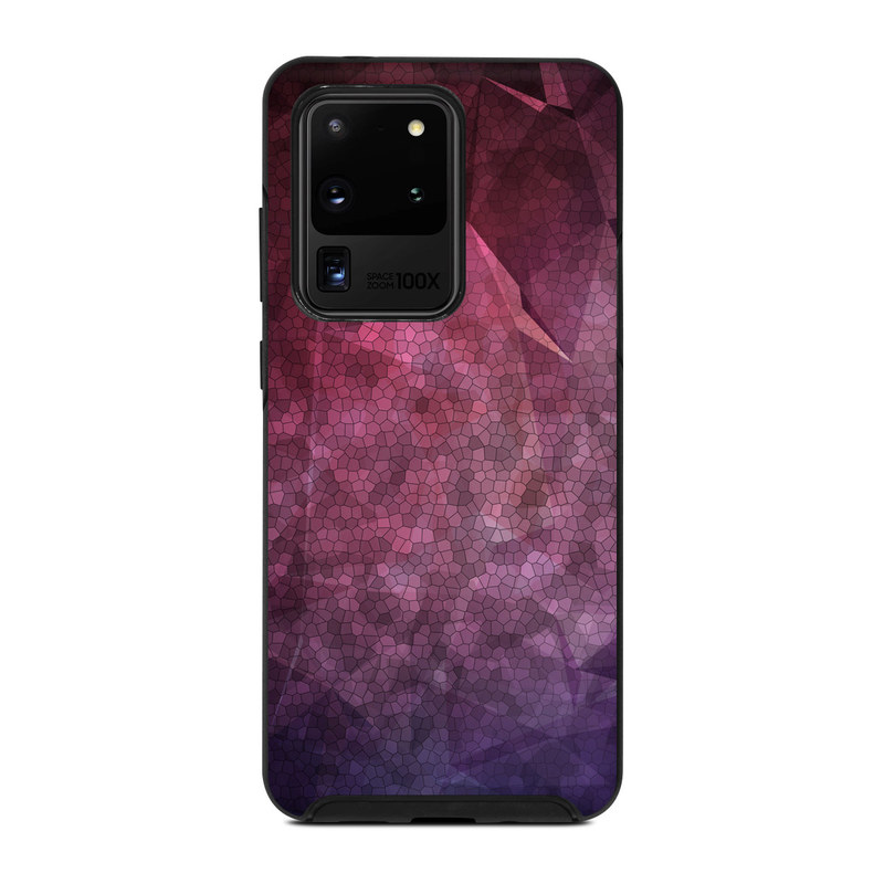 OtterBox Symmetry Galaxy S20 Ultra Case Skin design of Purple, Sky, Red, Violet, Pink, Pattern, Design, Triangle, Line, Magenta, with black, red, purple, pink, white colors